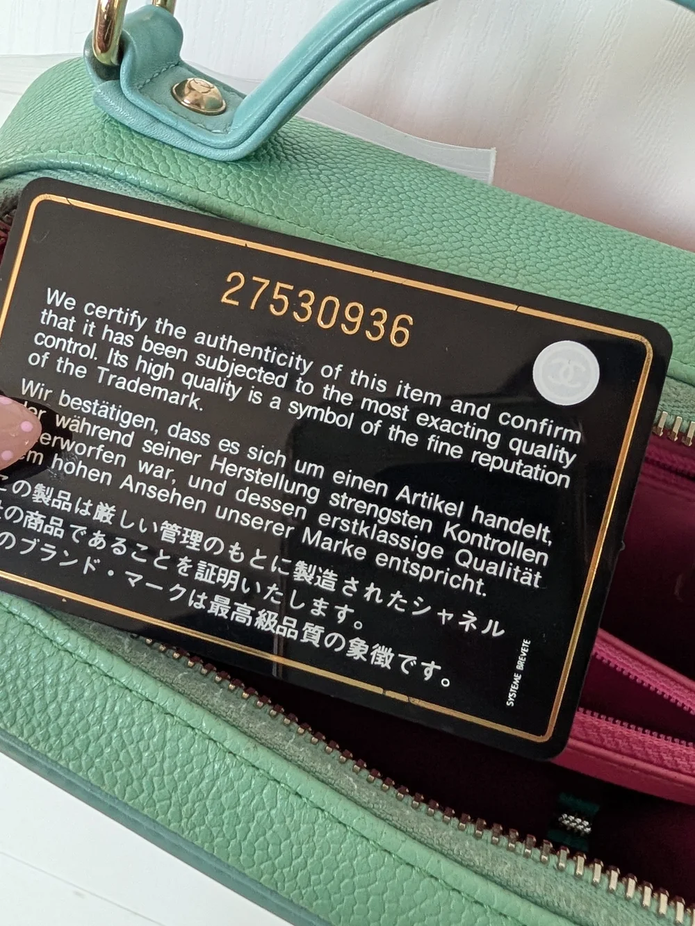 Chanel Caviar Quilted Medium CC Filigree Vanity Case Pink Green Blue